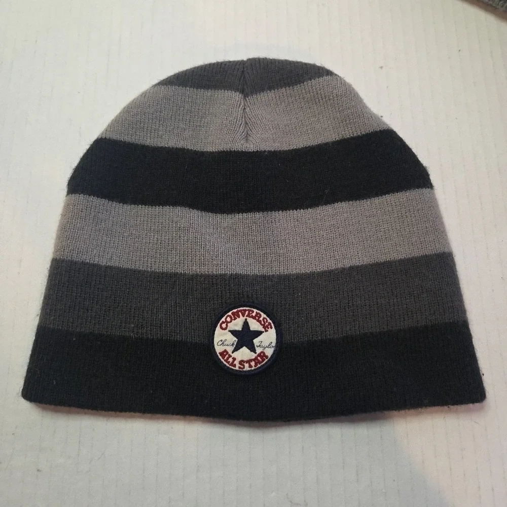 Converse‎ Beanie Chuck Taylor All Star Logo Gray Black Knit Young Hat